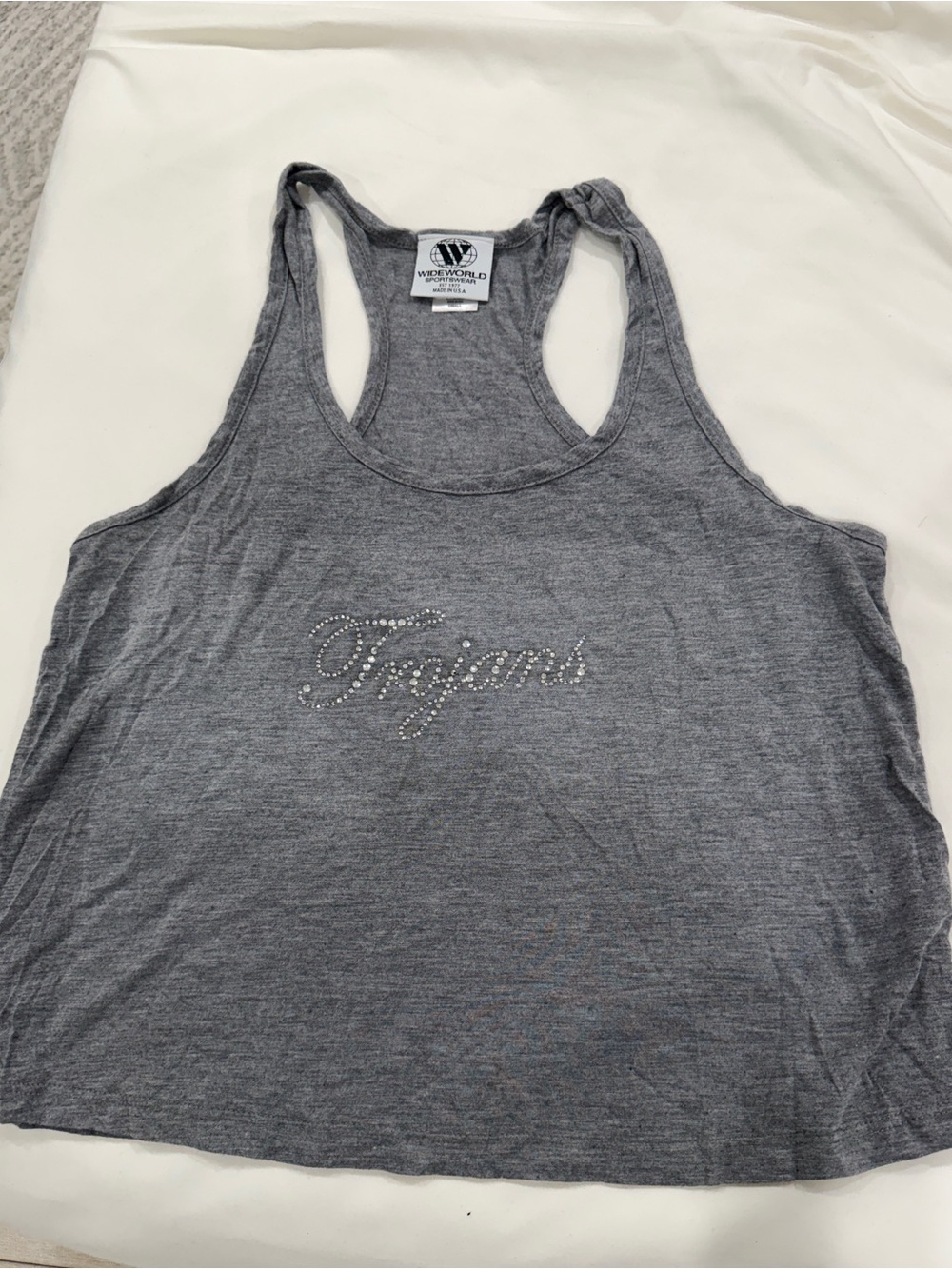 Gray Rhinestoned USC 'Trojans' Racerback Tank Top